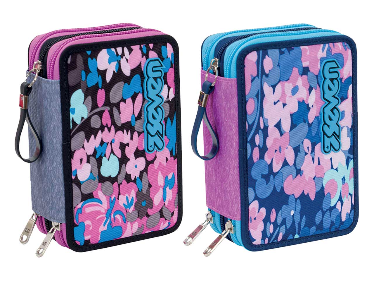 astuccio con 3 zip seven fluffy roses