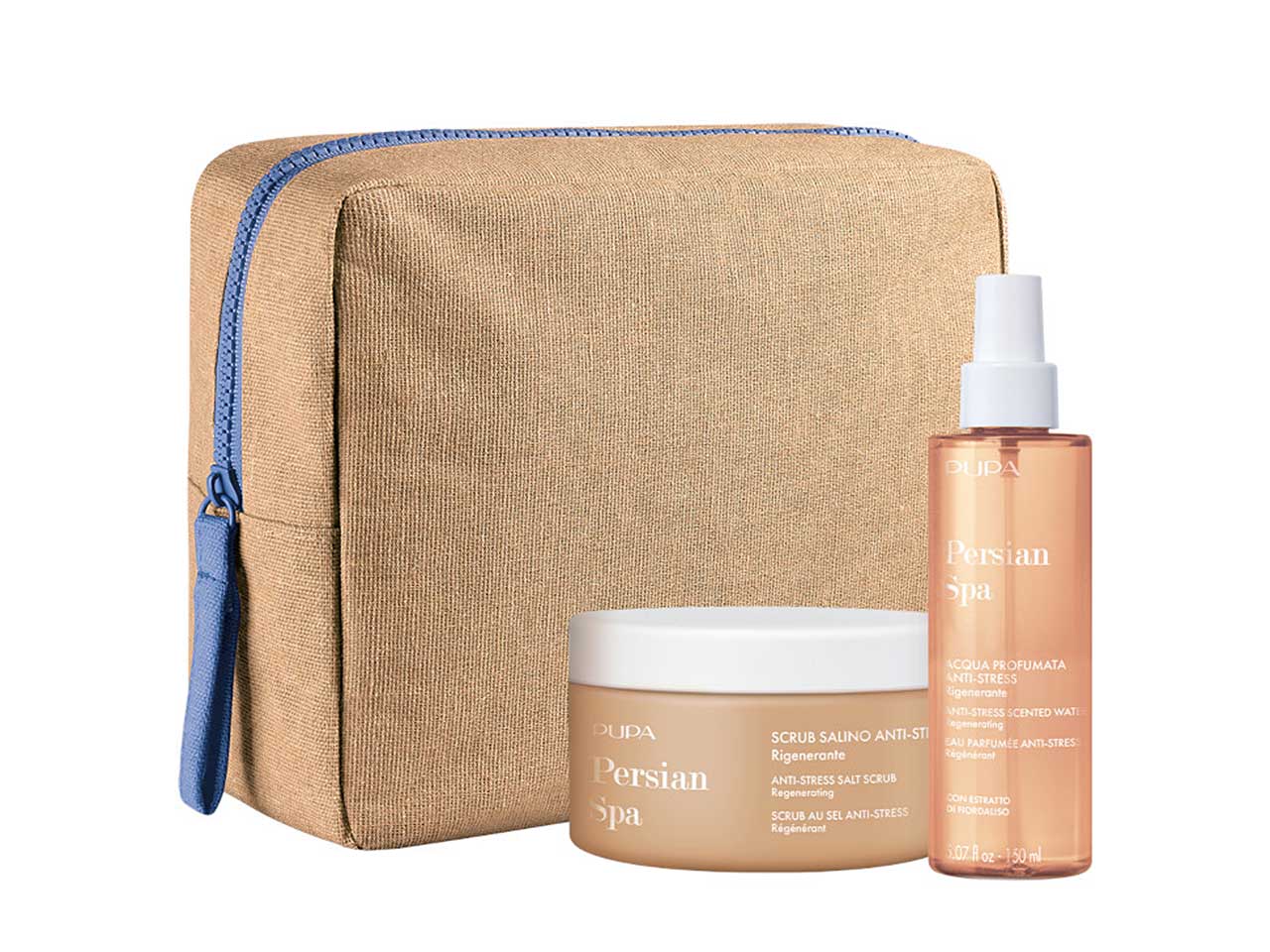 Pupa set regalo persian spa 3. La confezione contiene scrub 350gr, acqua profumata antistress150ml