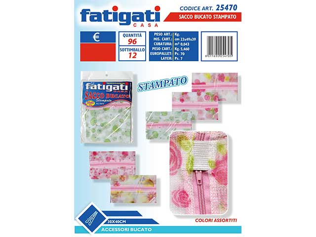 Sacco bucato stampato 30x40cm.