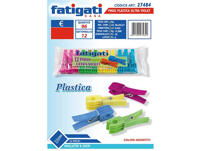 mollette in plastica 12 pezzi ultra-violet