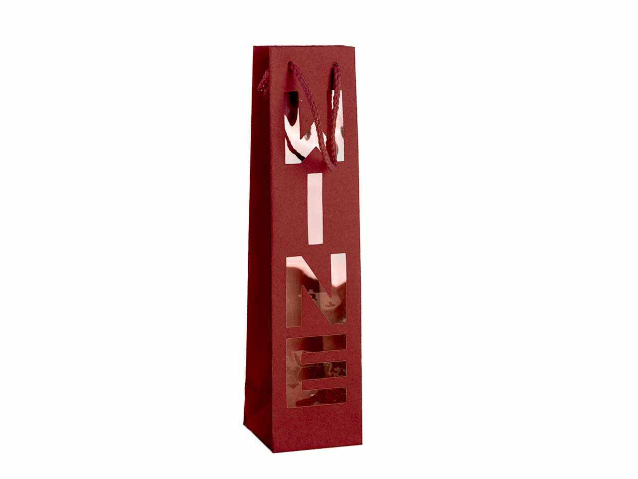 Busta shopper wine kraft 9x37+8,5cm bordeaux