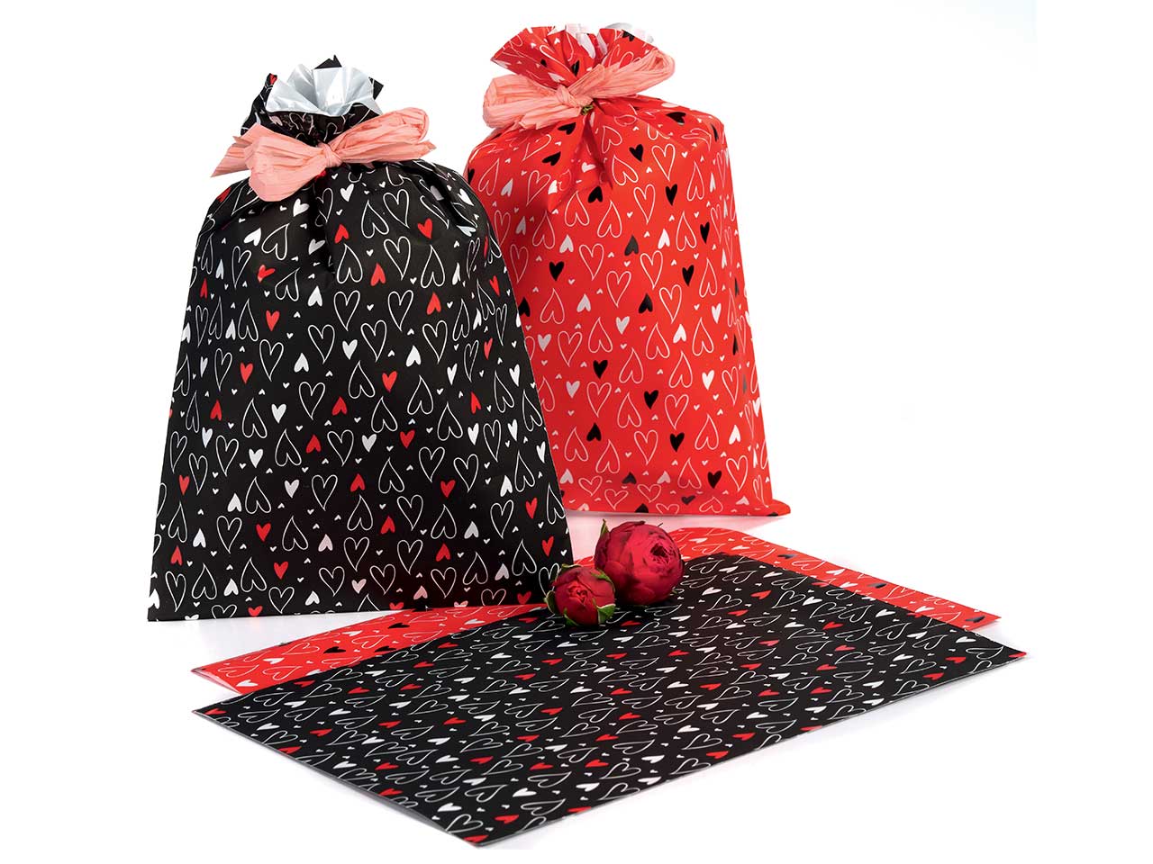 Buste decoro for you f/p.+st. 40my 16x25cm 50 pezzi rosse