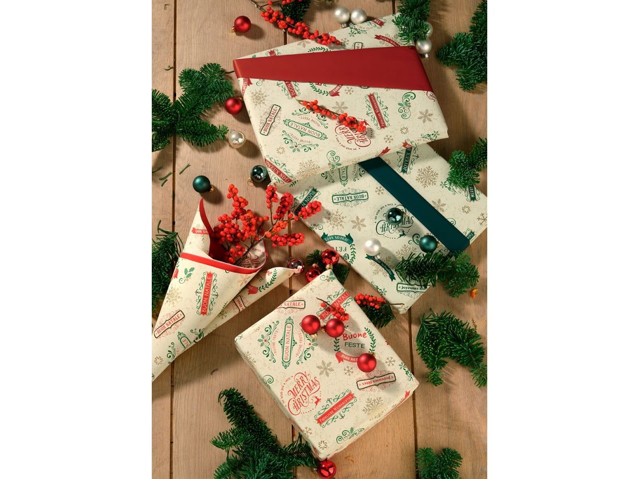 Bobine perlate 40my decorazione christmas country rosso misura 1,00x25mt