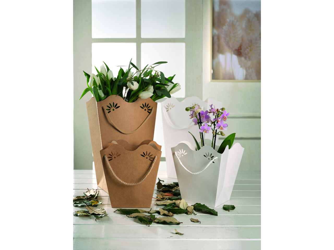 Shopperpot daisy 24x35+15x15cm kraft
