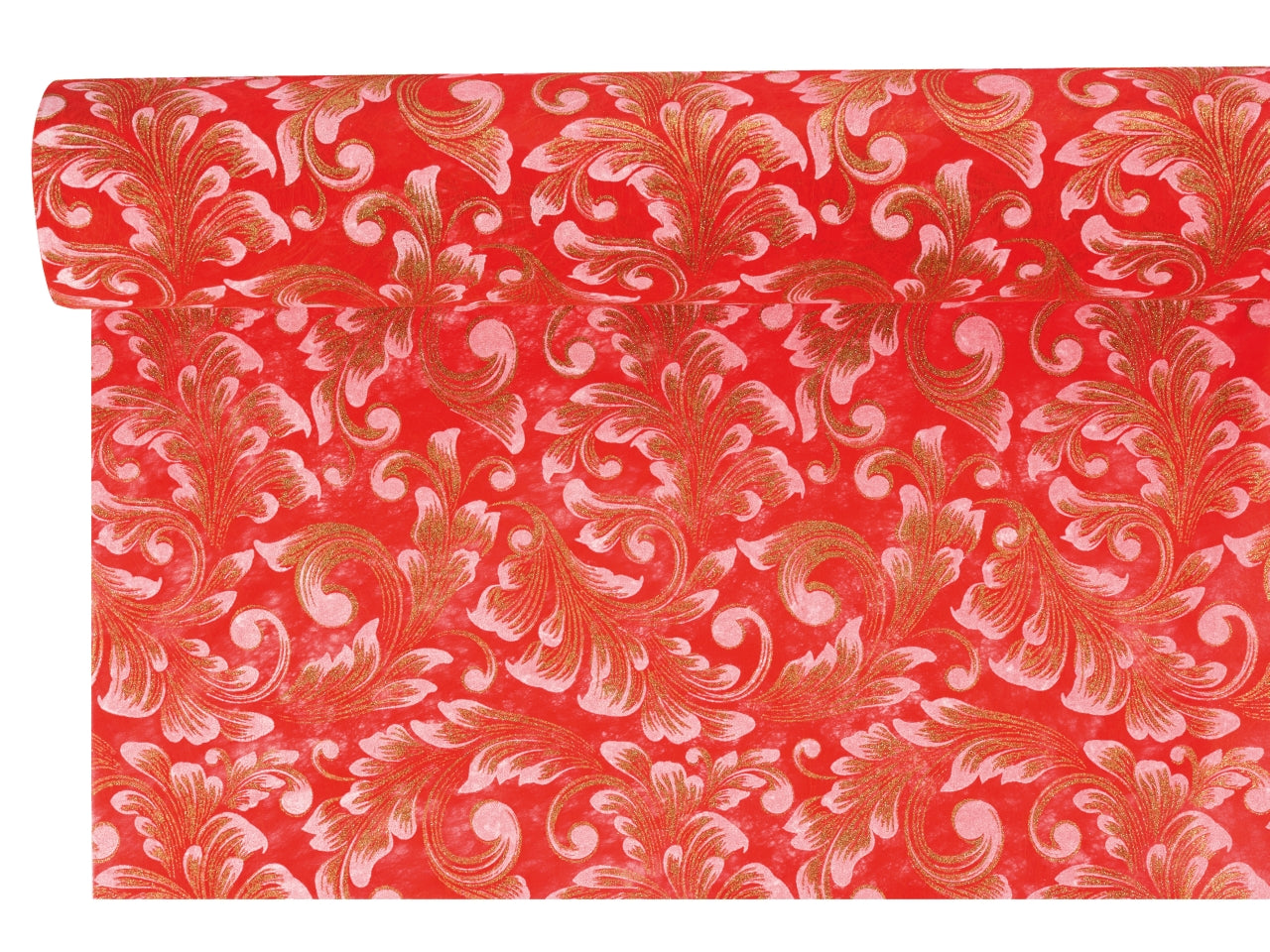 Bobine decorazione baroque polyweb fondo rosso misura 1,00x9mt