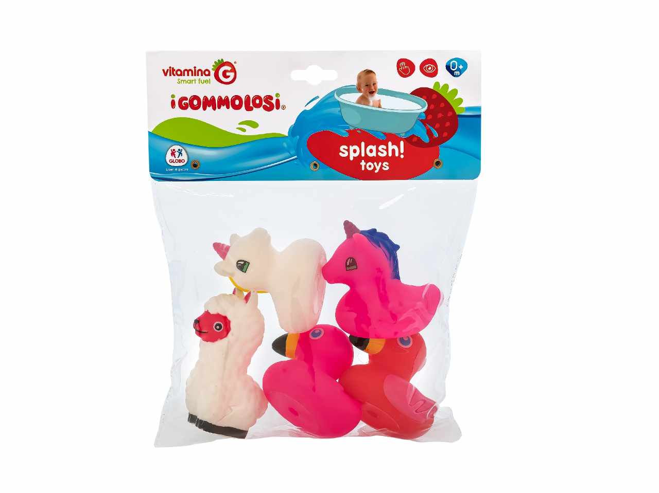 Gommolosi animali alpaca fenicottero e unicorno 5 pezzi