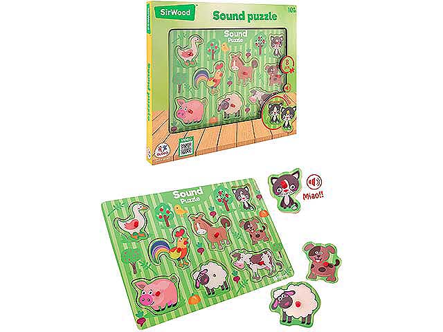 puzzle 29x21,5cm c/suono versi animali 39936