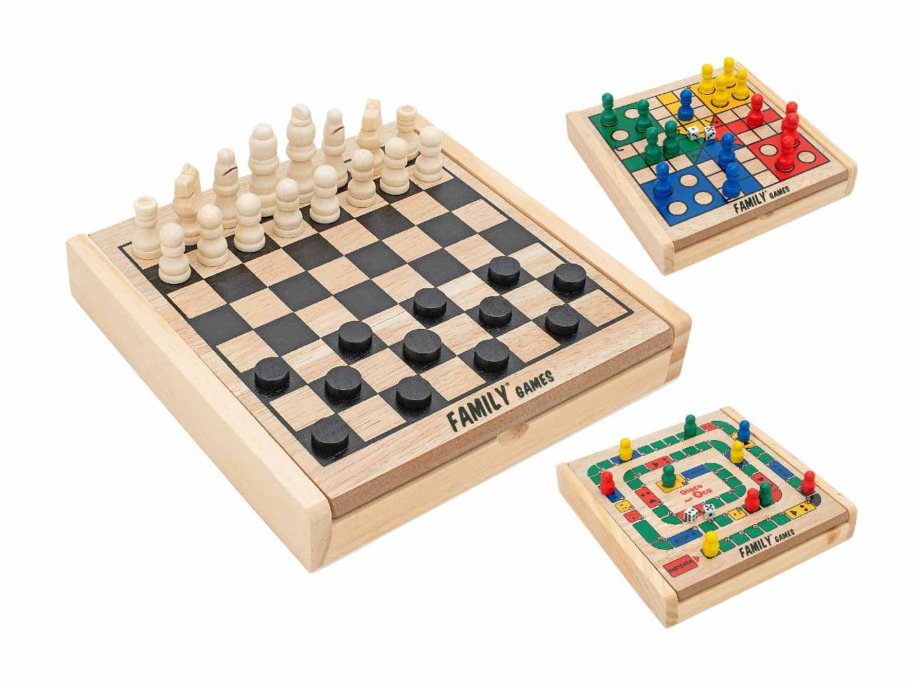 giochi in legno oca+dama/scacchi+stai calmo 41163