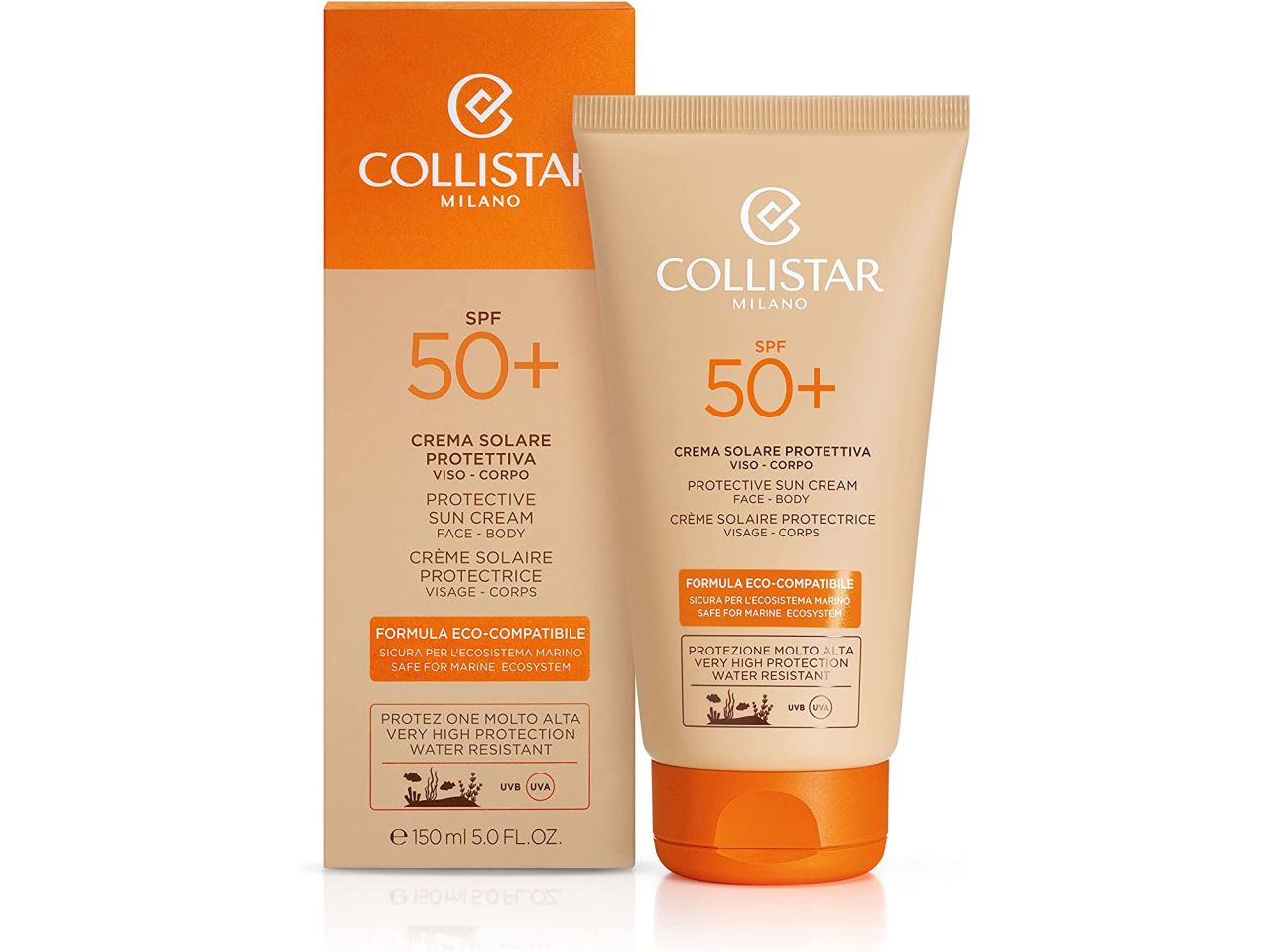 Collistar crema solare protettiva spf50+ formula eco- compatibile formato da 150ml