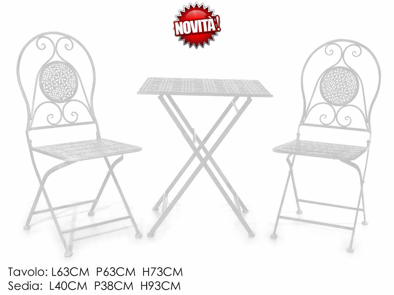 Set tavolo 63x63cm c/2 sedie bianco 693
