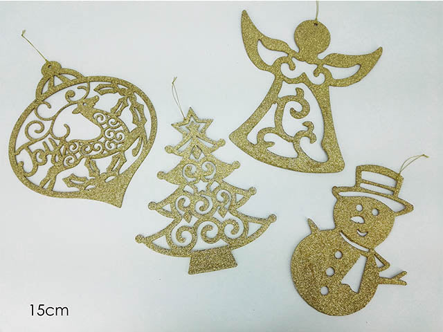 pendente natalizio oro glitterato 30cm