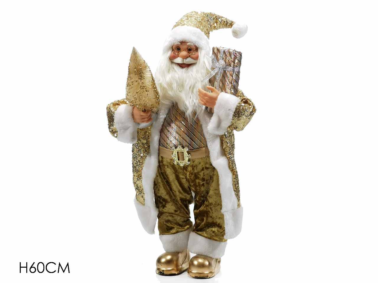 Babbo natale h.60cm oro con paillettes