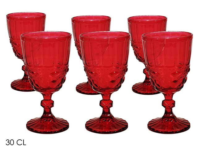 calice barocco 30cl 6pz rosso 616711