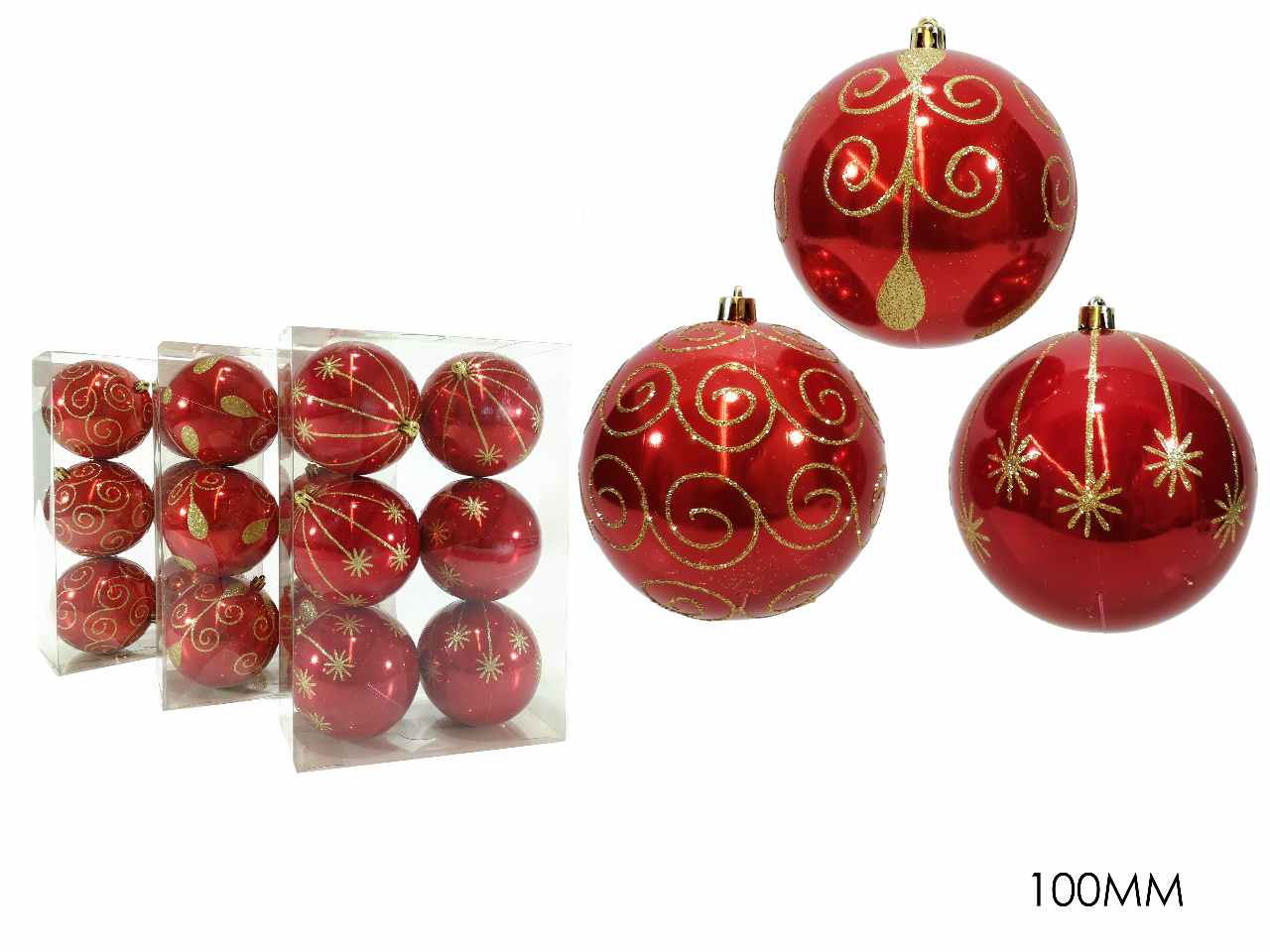 Palline natalizie rosso diametro 6cm
