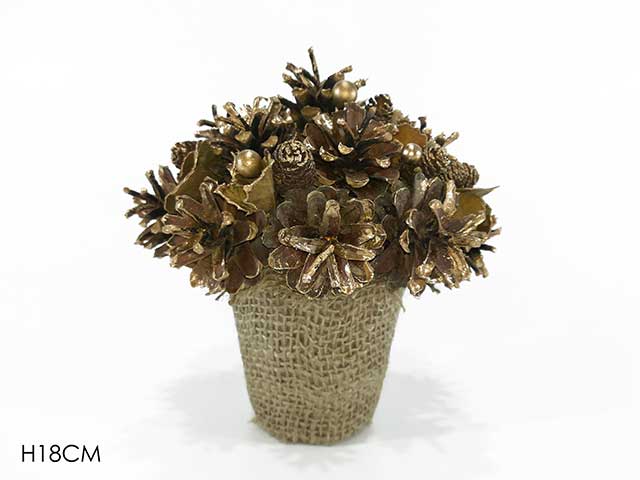 cesto c/pigne h.18cm oro 408579