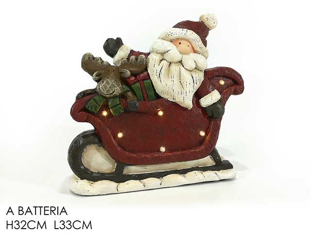 babbo natale su slitta c/6led 423115