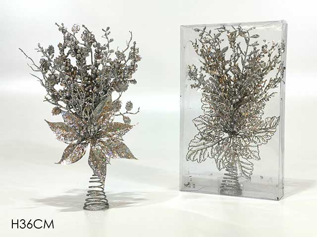 puntale 36cm con fiori silver 473756