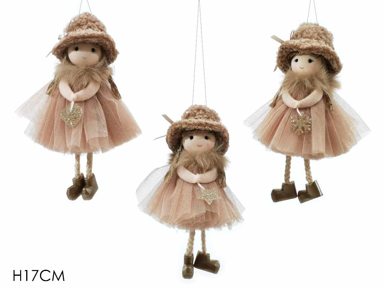PENDENTE BIMBA CON GONNA VELO BEIGE 3 ASSORTIMENTI