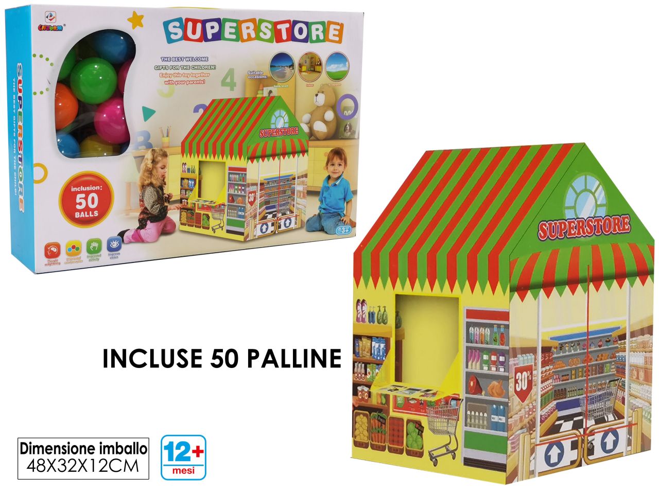 Tenda con 50 palline