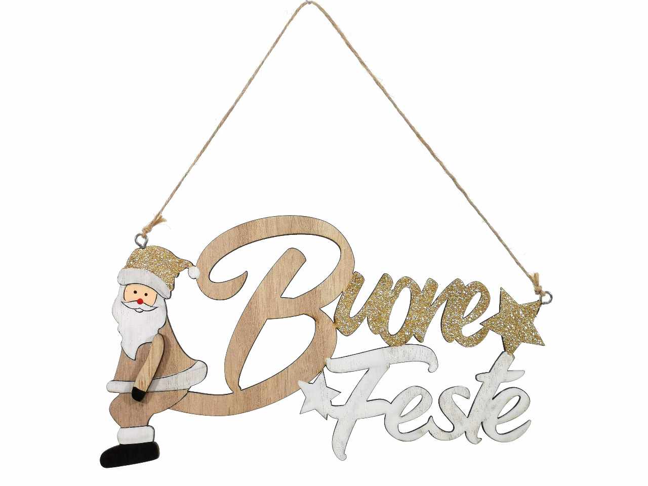 Pendente babbo natale con scritta glitterata