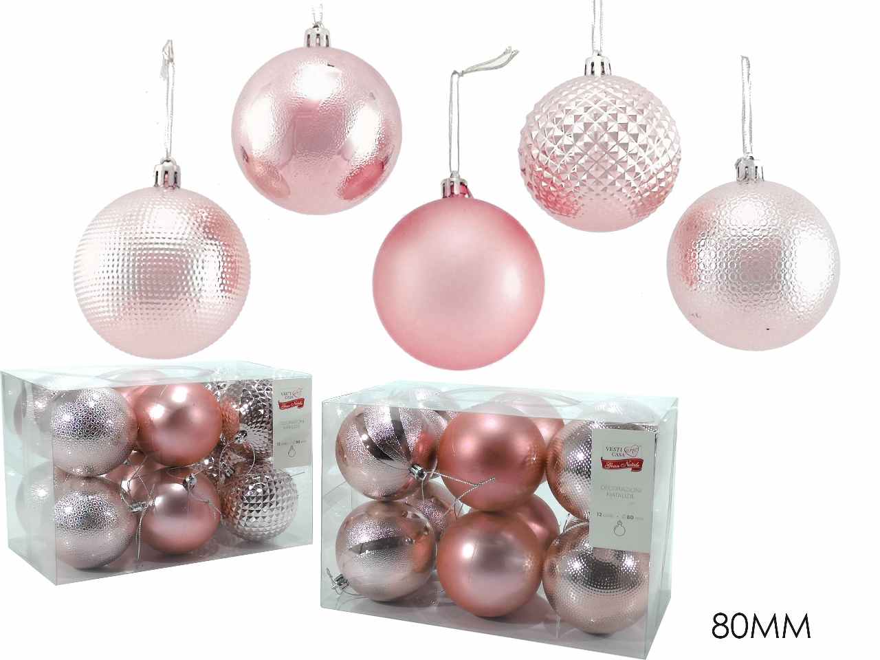 Sfera 8cm 12pz rosa 490462