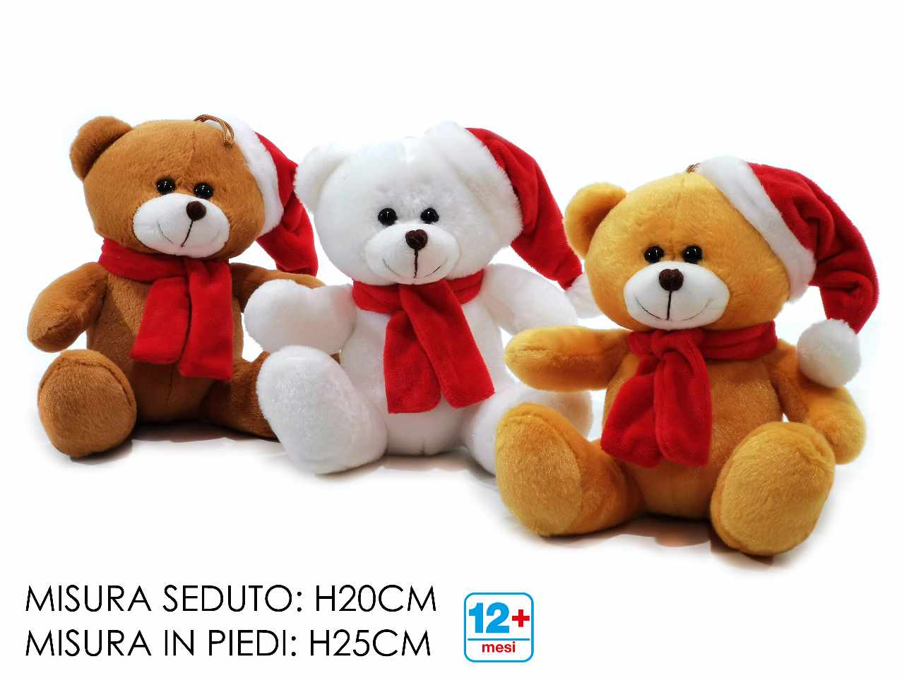 Orso natalizio h.20cm 3 assortimenti
