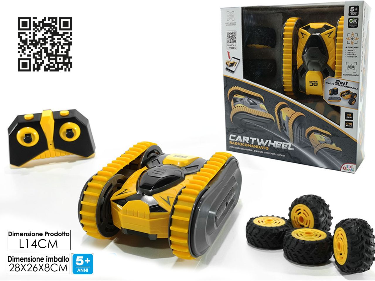 Carroarmato cartwheel radiocomendato 2 in 1 2.4ghz