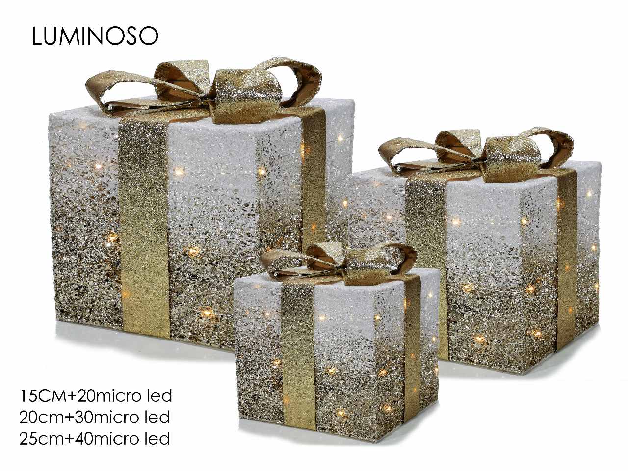 Set 3 pacchi 90 microled bianco/oro