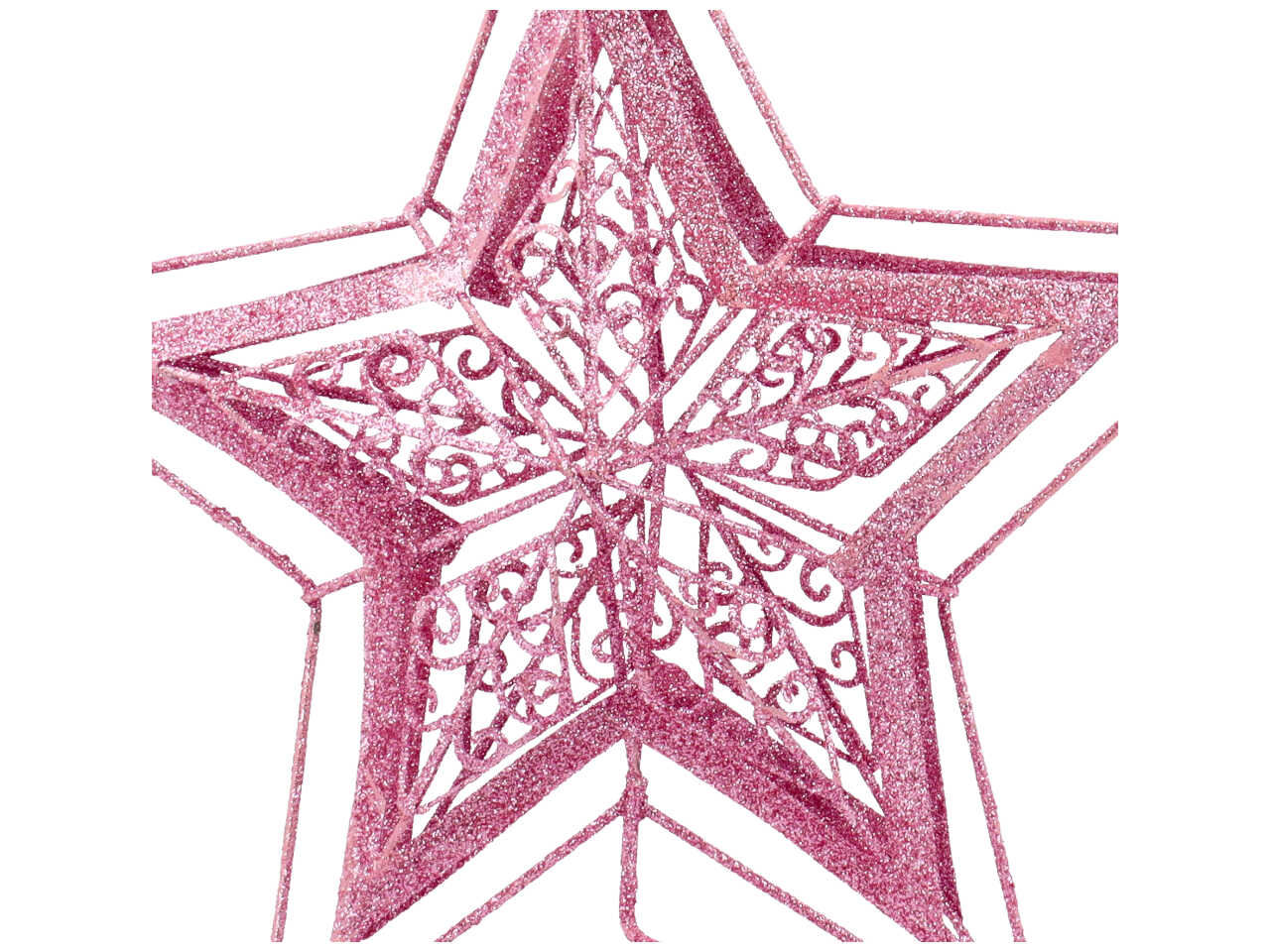puntale stella rosa con glitter h.29,5cm
