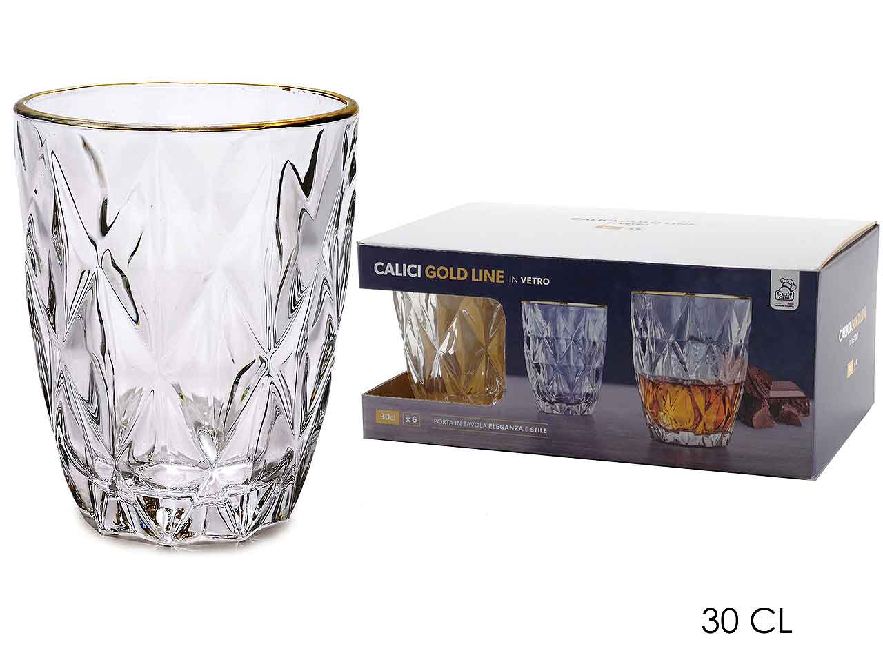 Bicchiere 30cl 6pz filo oro 616716