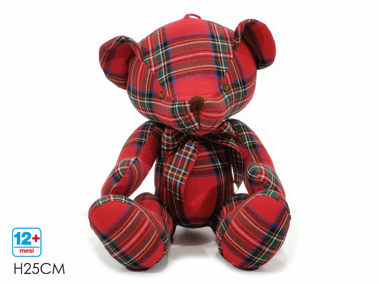 Orso natalizio scozzese h.25cm