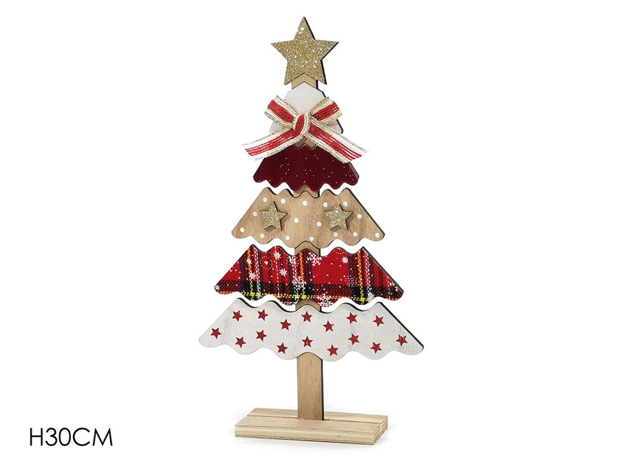 Albero con base in legno colore rosso misura h.30cm