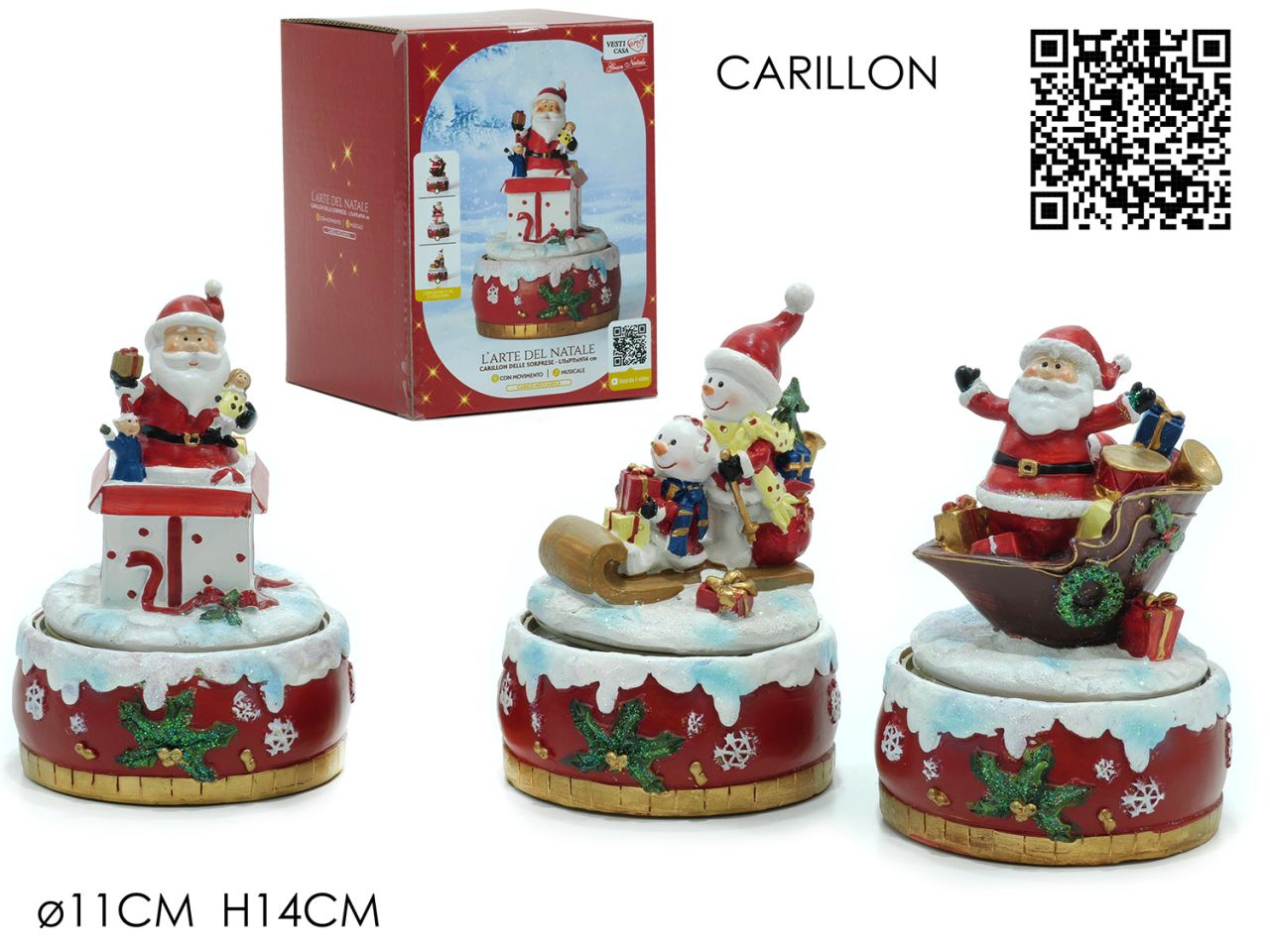 Carillon con personaggi natalizi in 3 assortimenti