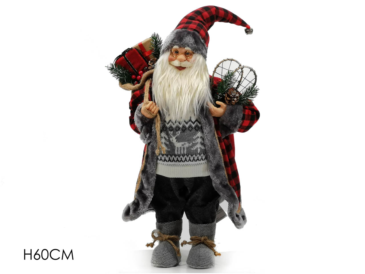 Babbo natale 60cm quadri rosso/nero432678