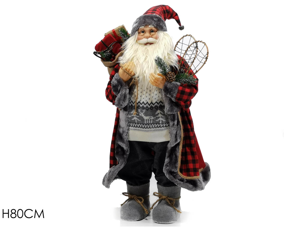Babbo natale 80cm quadri rosso/nero432679