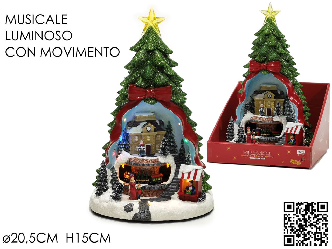 Ambientazione natalizia con albero try-me con luci, movimento e musica