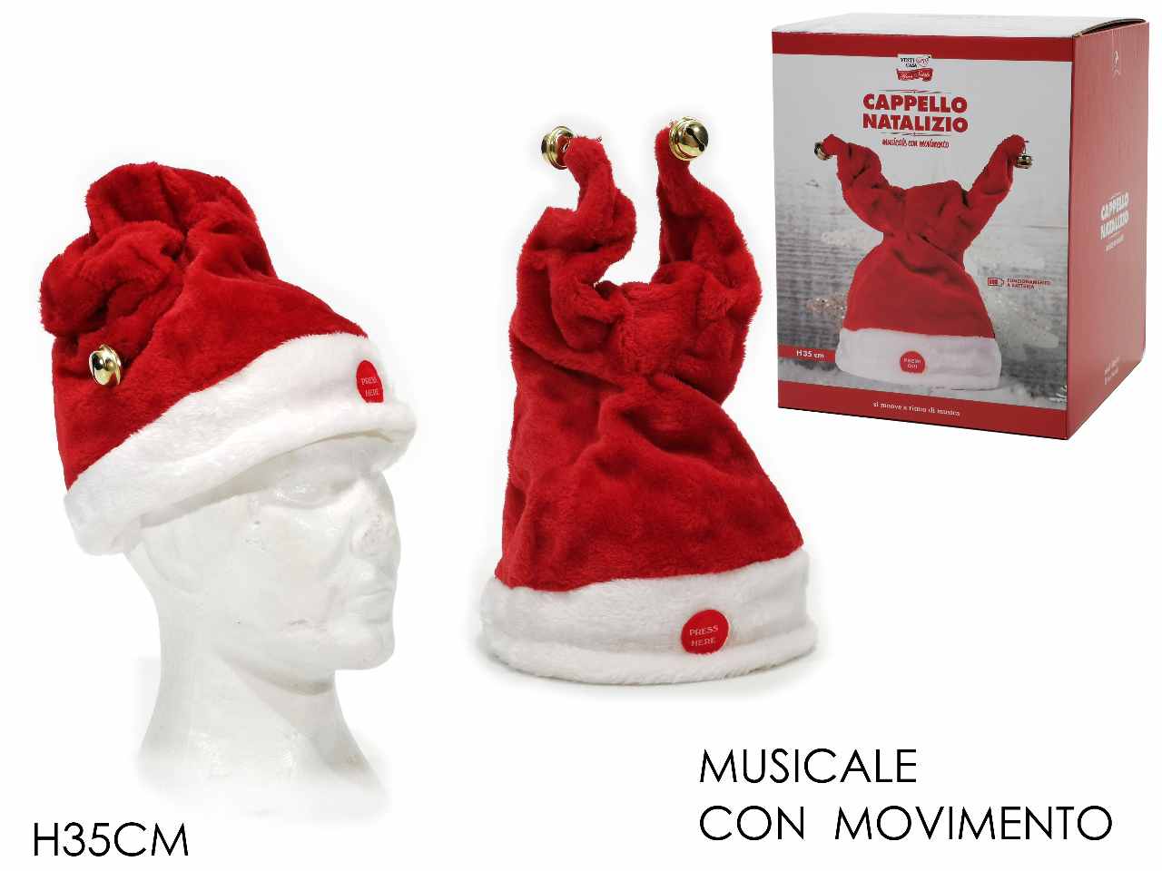 Cappello natalizio con musica e movimenti