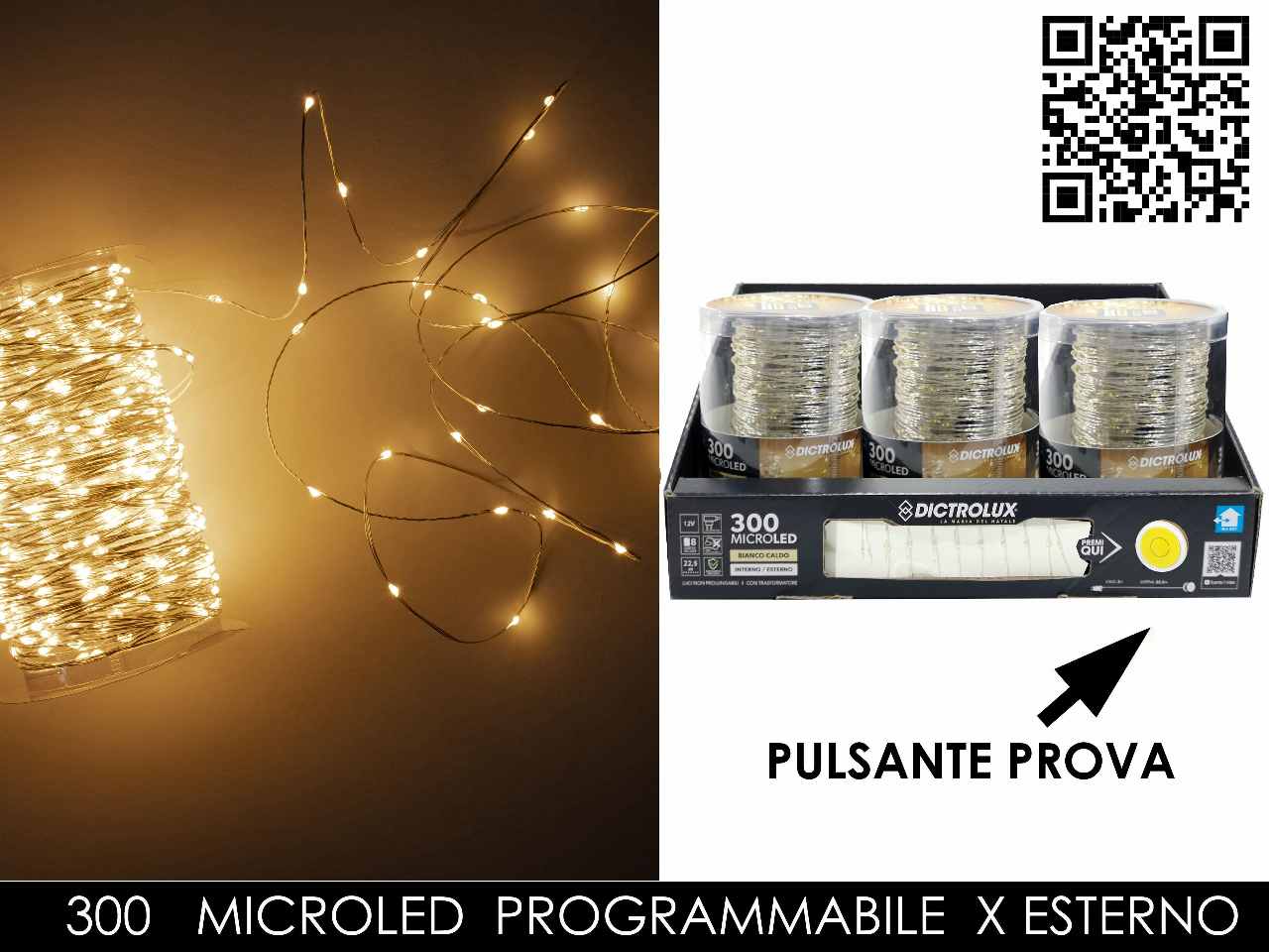 Catena luci bianco caldo 300multiled a uso esterno
