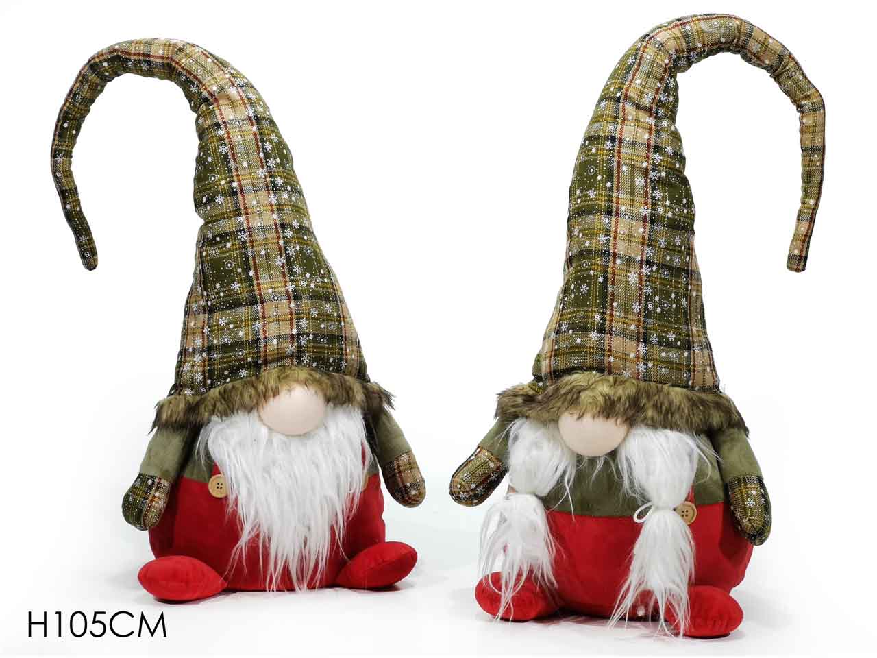 Gnomo seduto 105cm con cappendino natale 410262