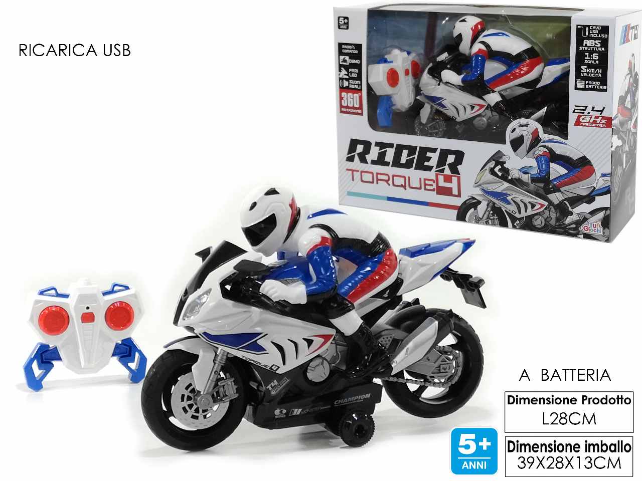 Moto radiocomandata rider torque 4 28cm