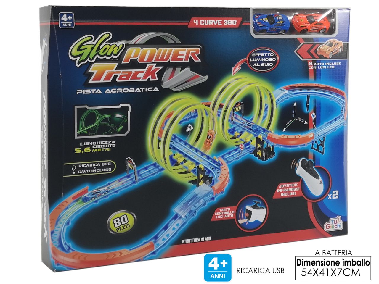 Pista acrobatica power track con 80 pezzi