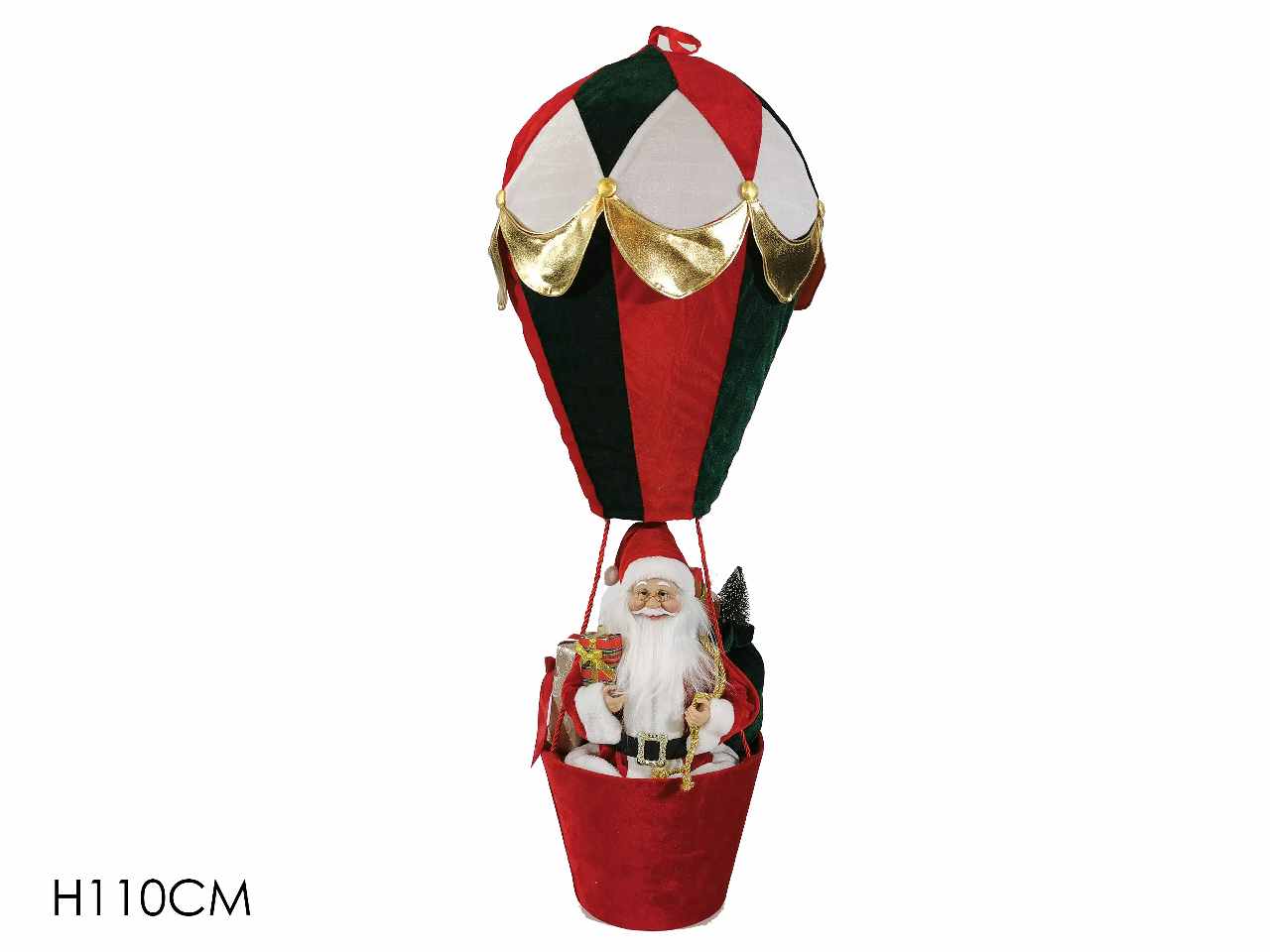 Babbo natale con mongolf. bia/ros/ver 1.1mt