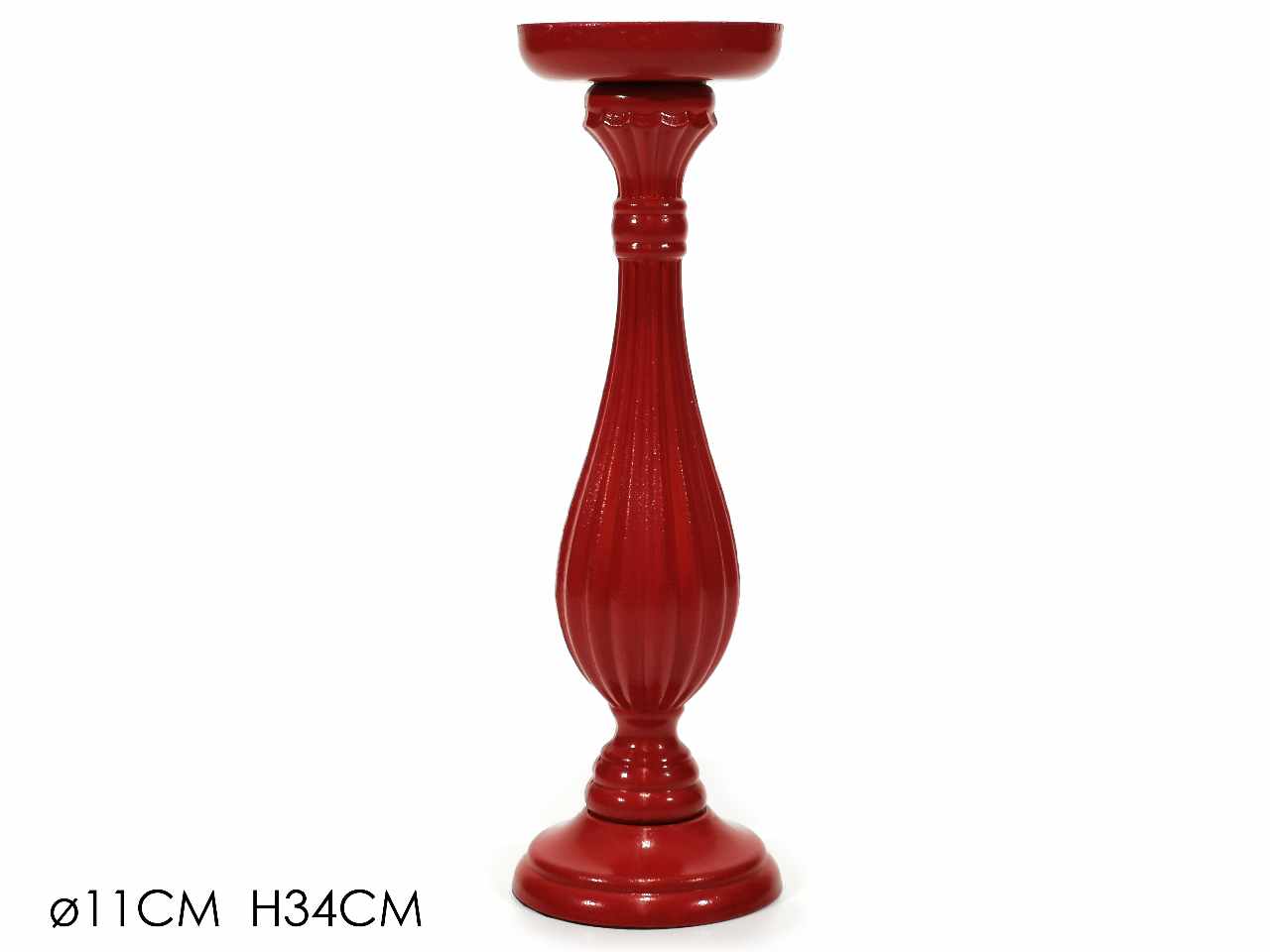Portacandela natalizio h.34cm rosso