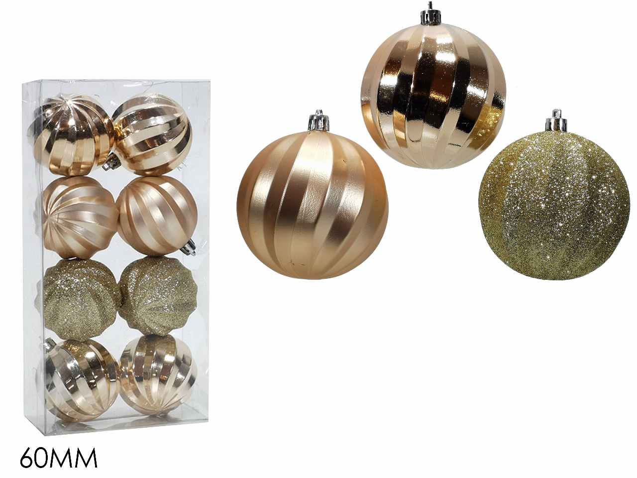 Sfera 6cm 8 pezzi champagne 302054