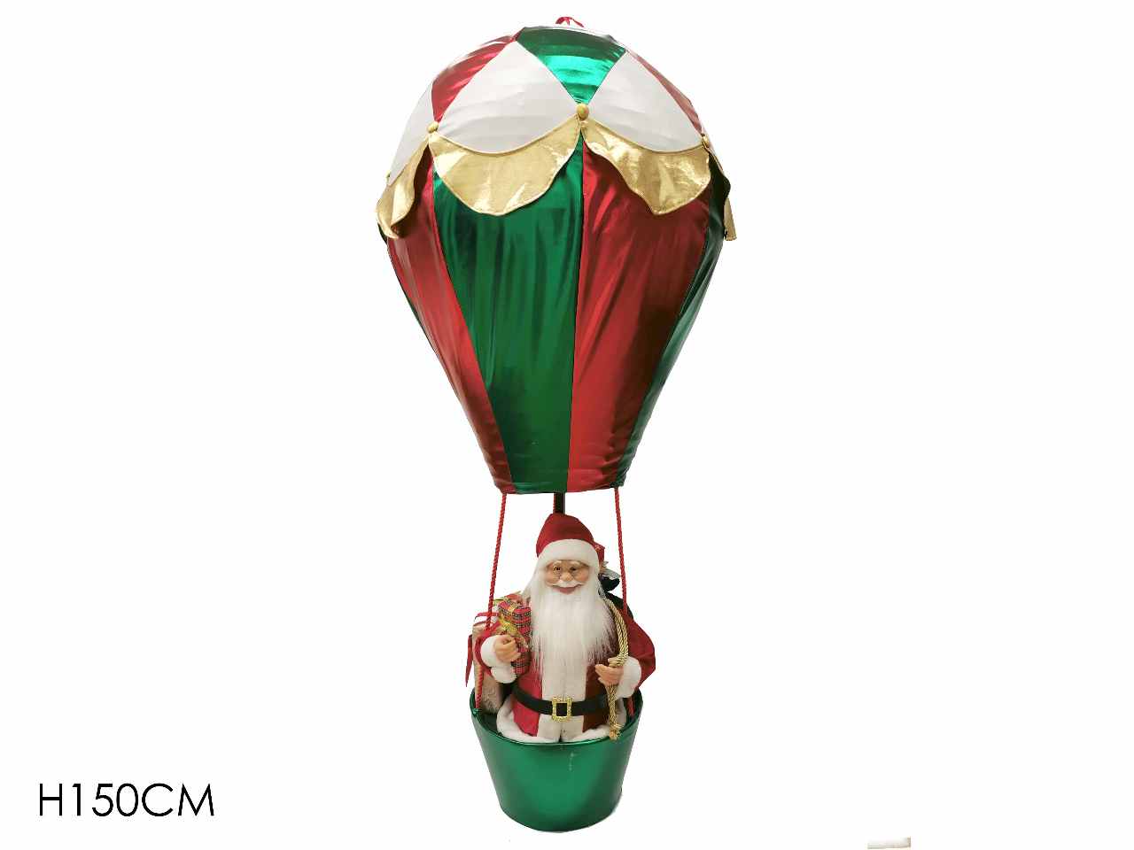 Babbo natale con mongolf. bia/ros/ver 1.5mt