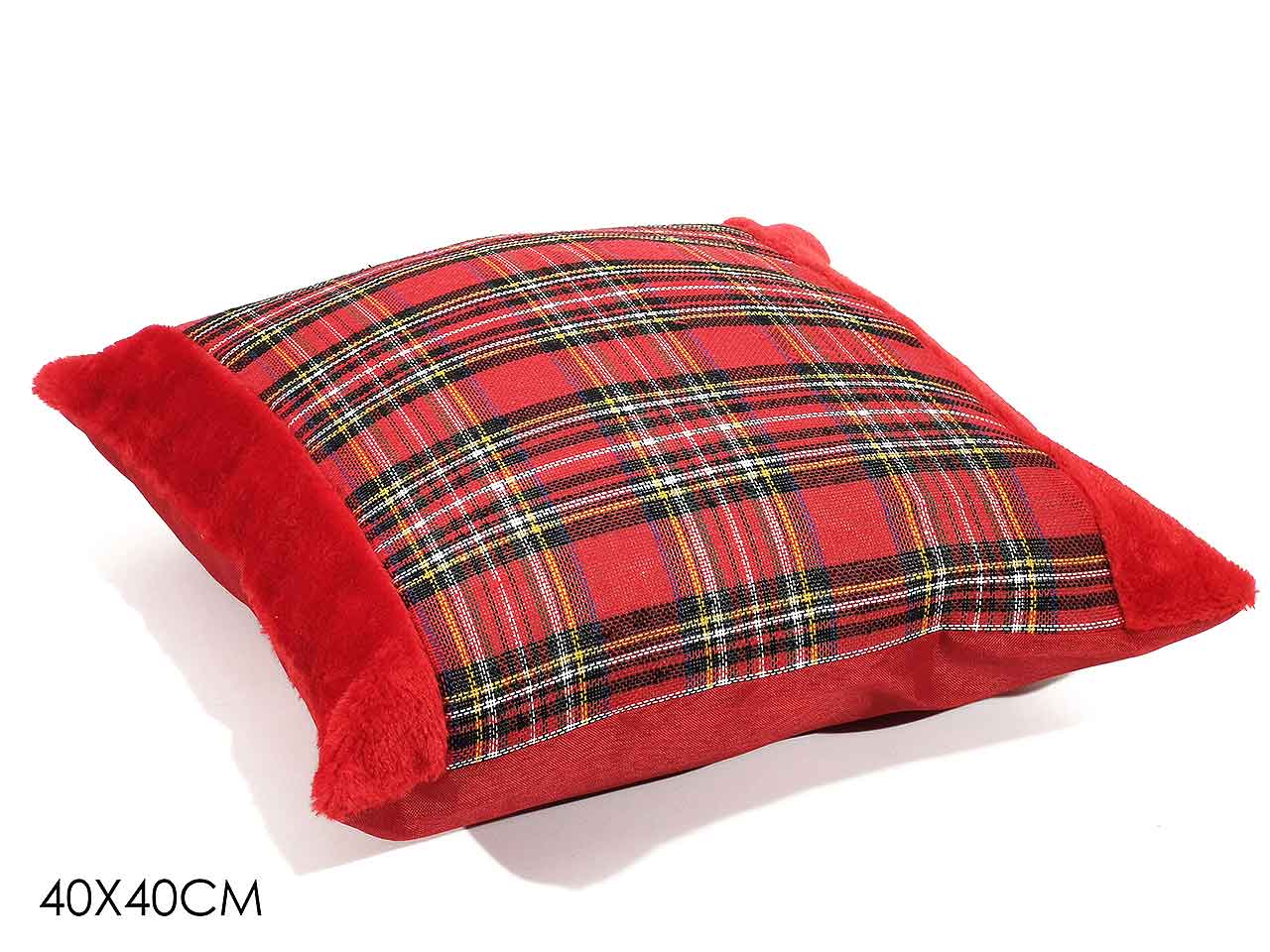 Cuscino 40cm c/pelliccia scozz.412165