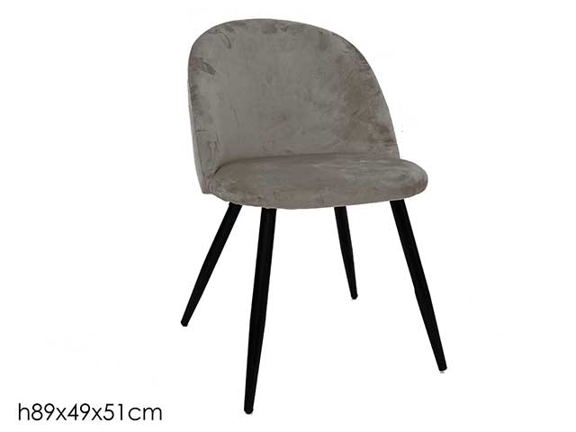 Sedia velvet grigia 52x50x78cm 686811