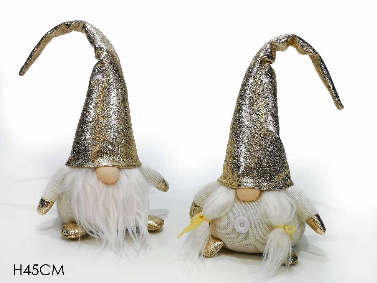 Gnomo 45cm con cappello oro 2 assortimenti
