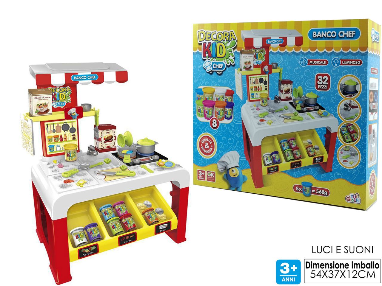 Decora kid banco chef con luci, suoni e funzionamento a batteria