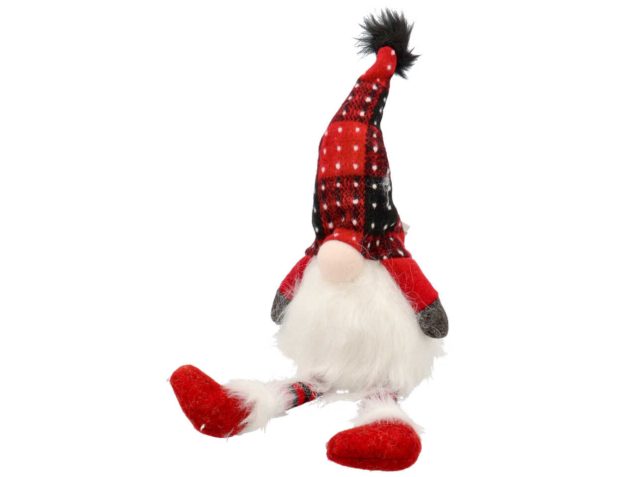babbo natale con led bianco caldo. uso interno, funzionamento a batteria , 3 aa non incluse. h.34cm , seduto h.18